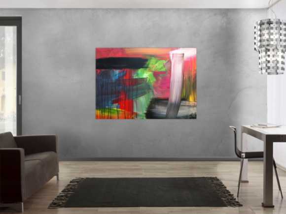 Abstraktes Acrylbild sehr bunt modern in Mischtechnik viele Farben