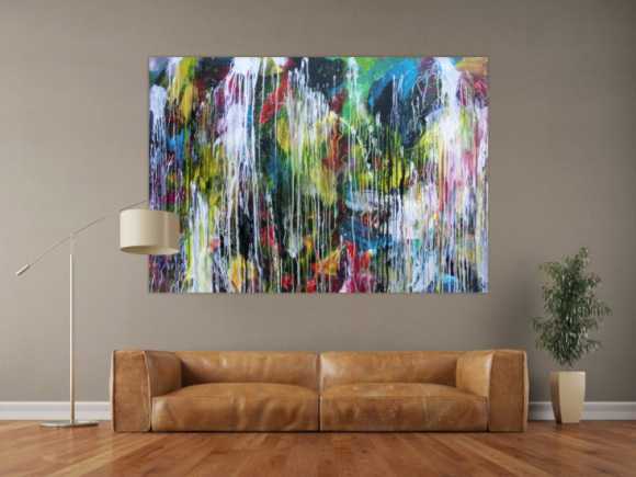 Abstraktes Acrylgemälde sehr bunt Mischtechnik Action Painting sehr modern