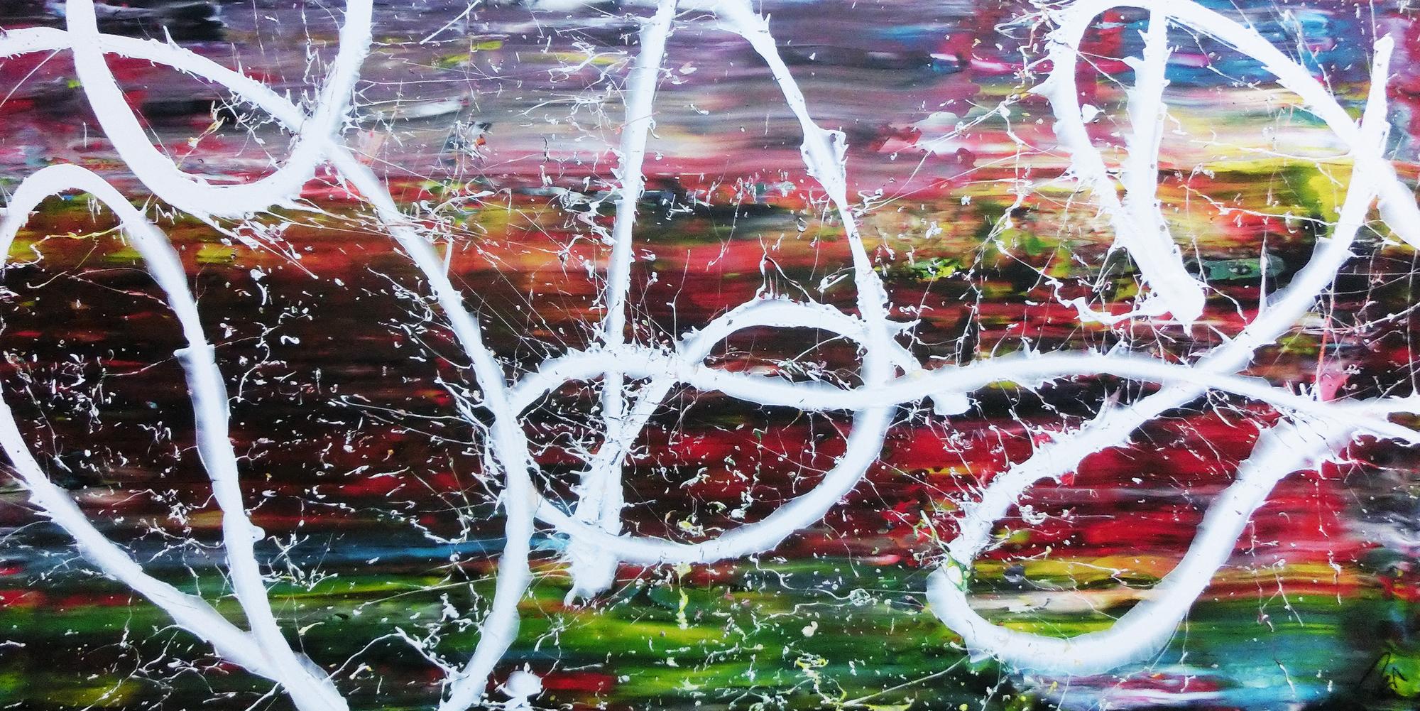 Sehr buntes abstraktes Acrylbild in Spachteltechnik und Actionpainting sehr modern