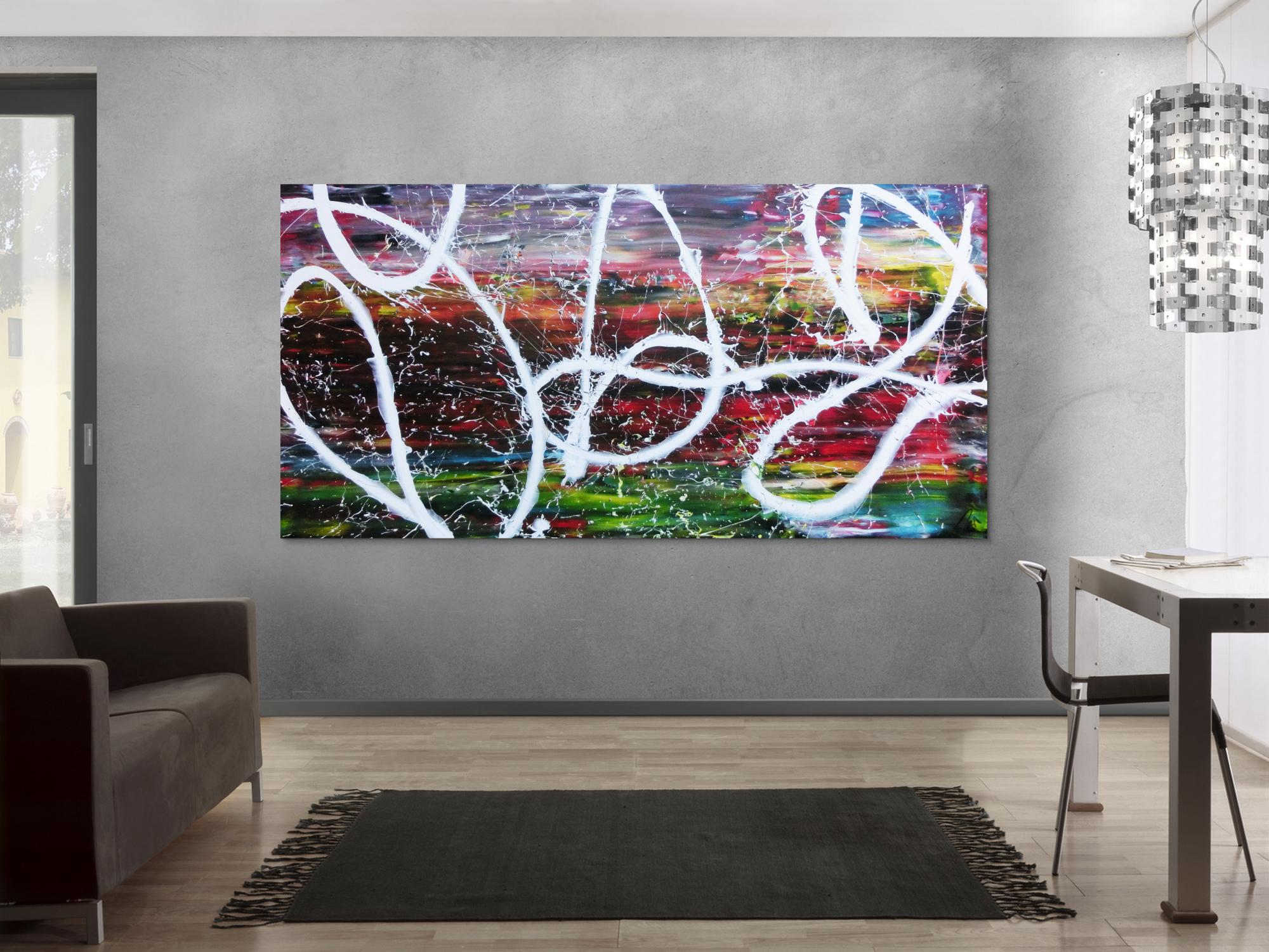 Sehr buntes abstraktes Acrylbild in Spachteltechnik und Actionpainting sehr modern