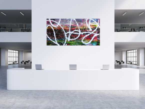 Sehr buntes abstraktes Acrylbild in Spachteltechnik und Actionpainting sehr modern