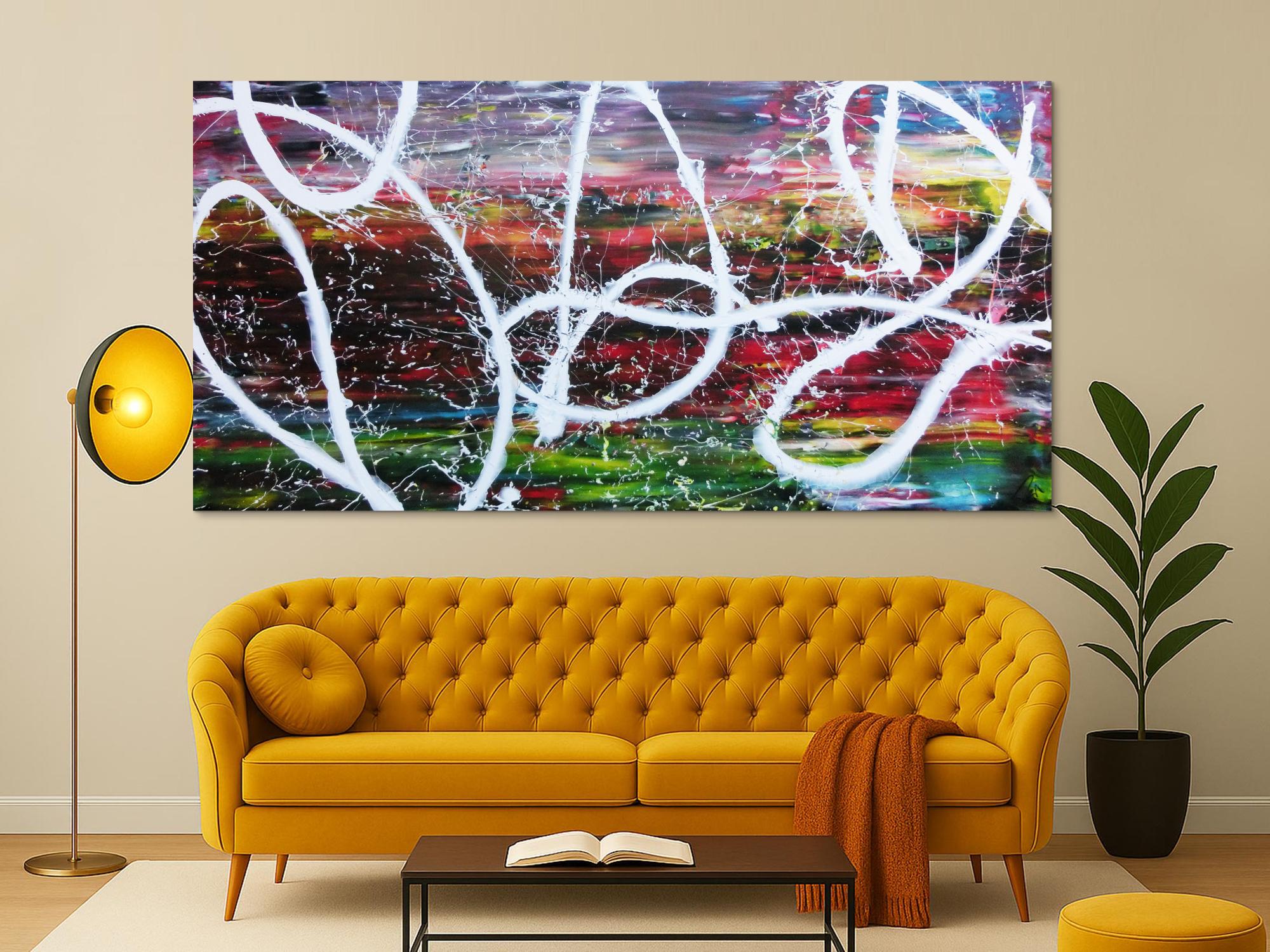 Sehr buntes abstraktes Acrylbild in Spachteltechnik und Actionpainting sehr modern