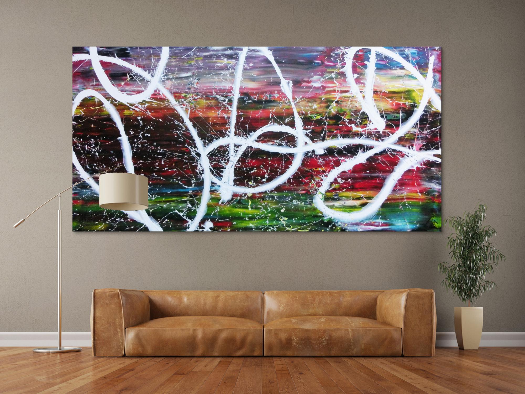 Sehr buntes abstraktes Acrylbild in Spachteltechnik und Actionpainting sehr modern