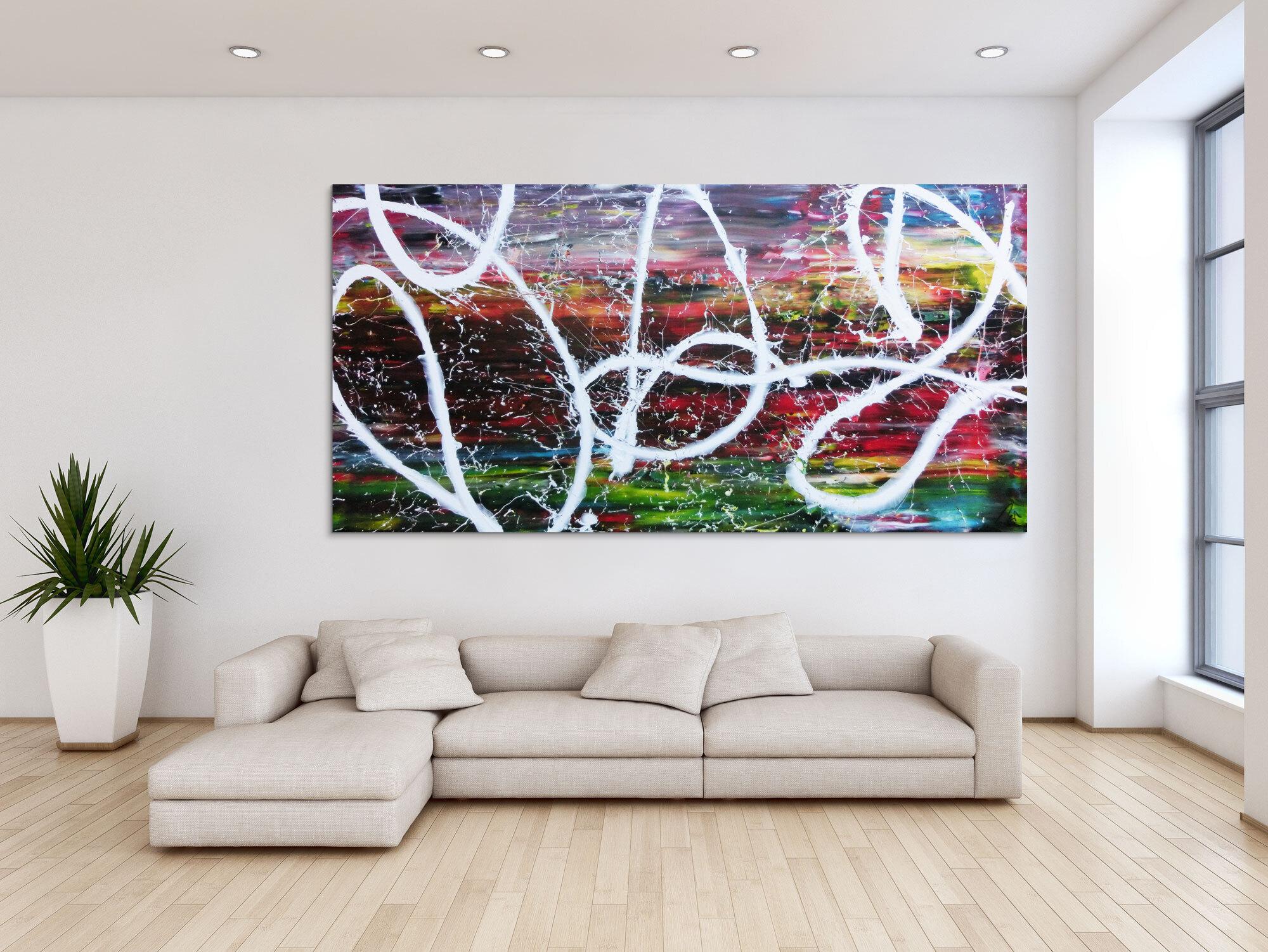 Sehr buntes abstraktes Acrylbild in Spachteltechnik und Actionpainting sehr modern