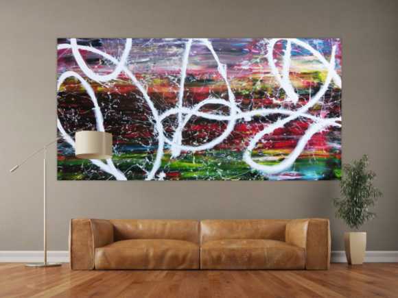Sehr buntes abstraktes Acrylbild in Spachteltechnik und Actionpainting sehr modern