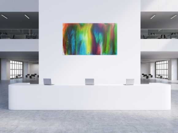 Abstraktes Acrylbild Fliesstechnik sehr bunt modern zeitgenössisch Fluid Painting