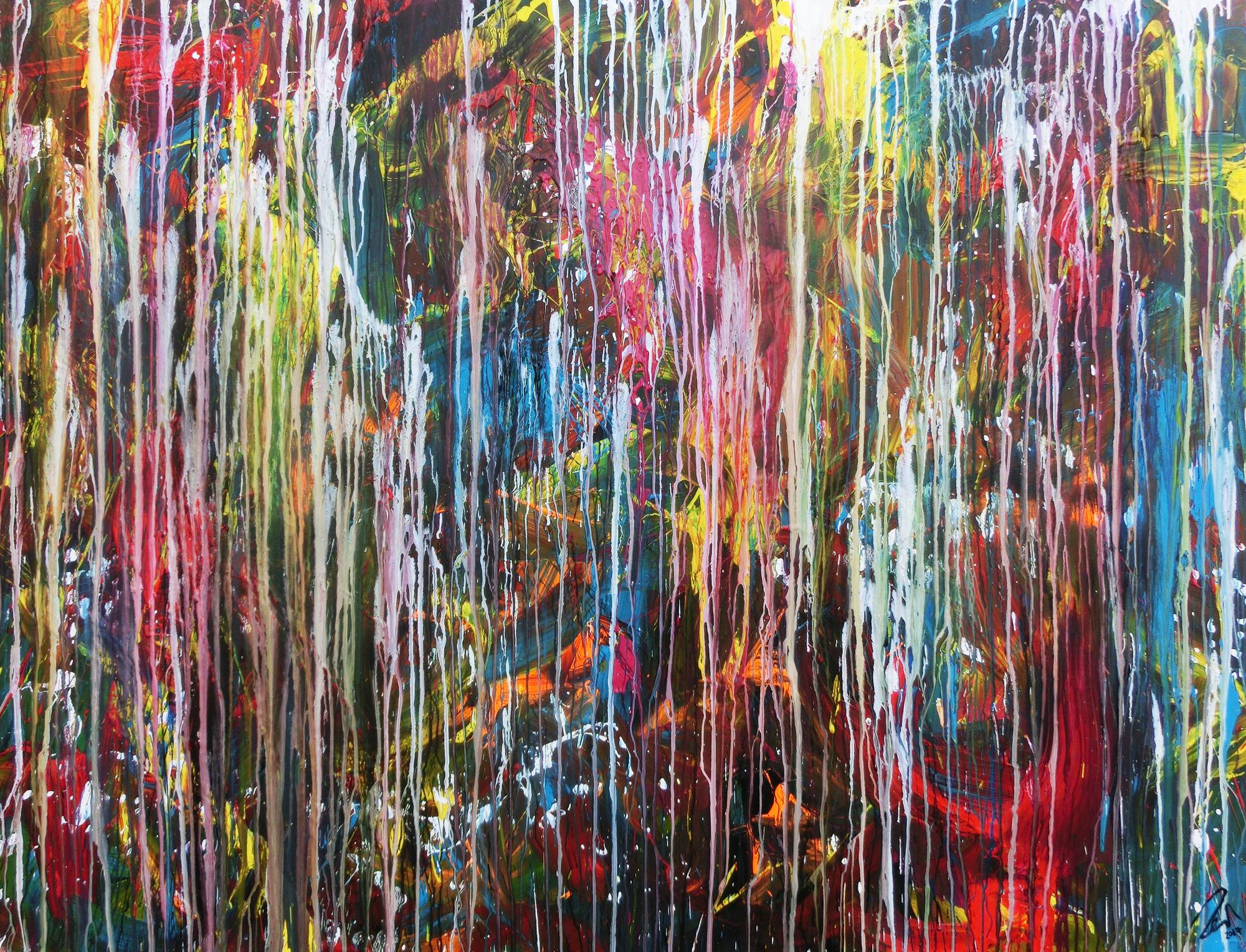 Abstraktes Gemälde modern Großormat sehr bunt Mischtechnik zeitgenössich