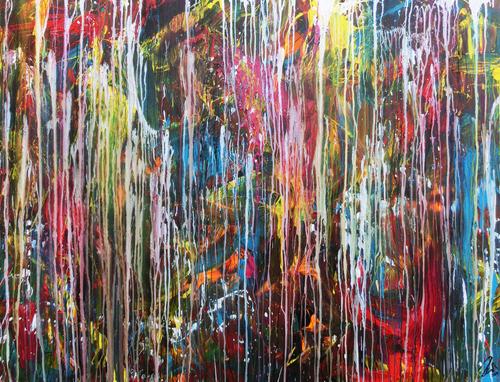 Abstraktes Gemälde modern Großormat sehr bunt Mischtechnik zeitgenössich