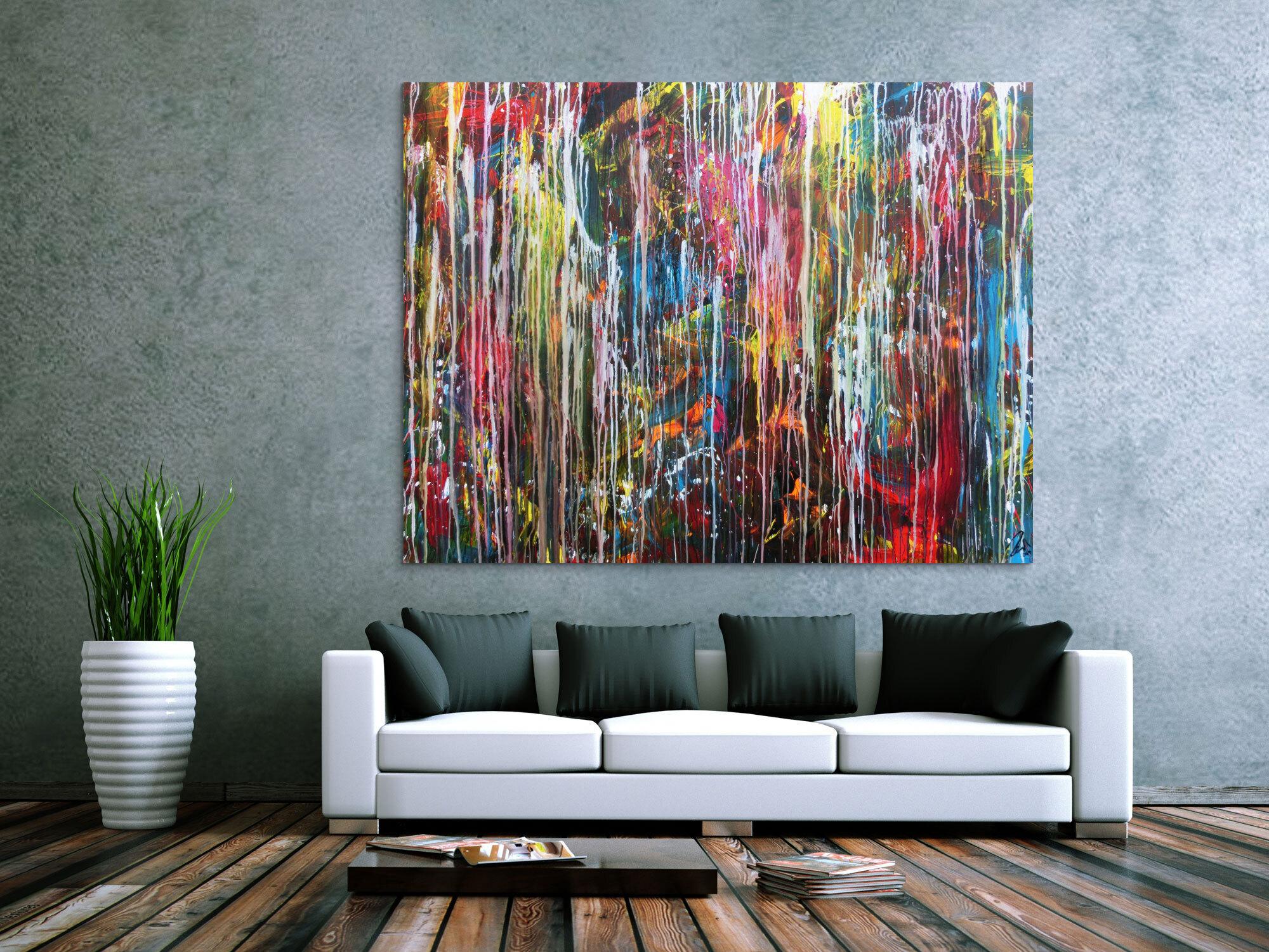Abstraktes Gemälde modern Großormat sehr bunt Mischtechnik zeitgenössich
