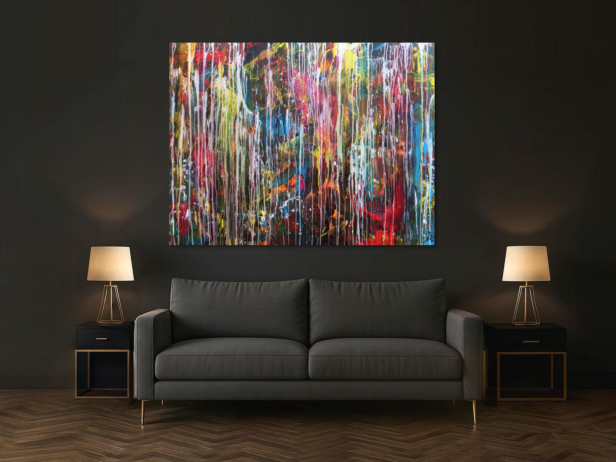 Abstraktes Gemälde modern Großormat sehr bunt Mischtechnik zeitgenössich