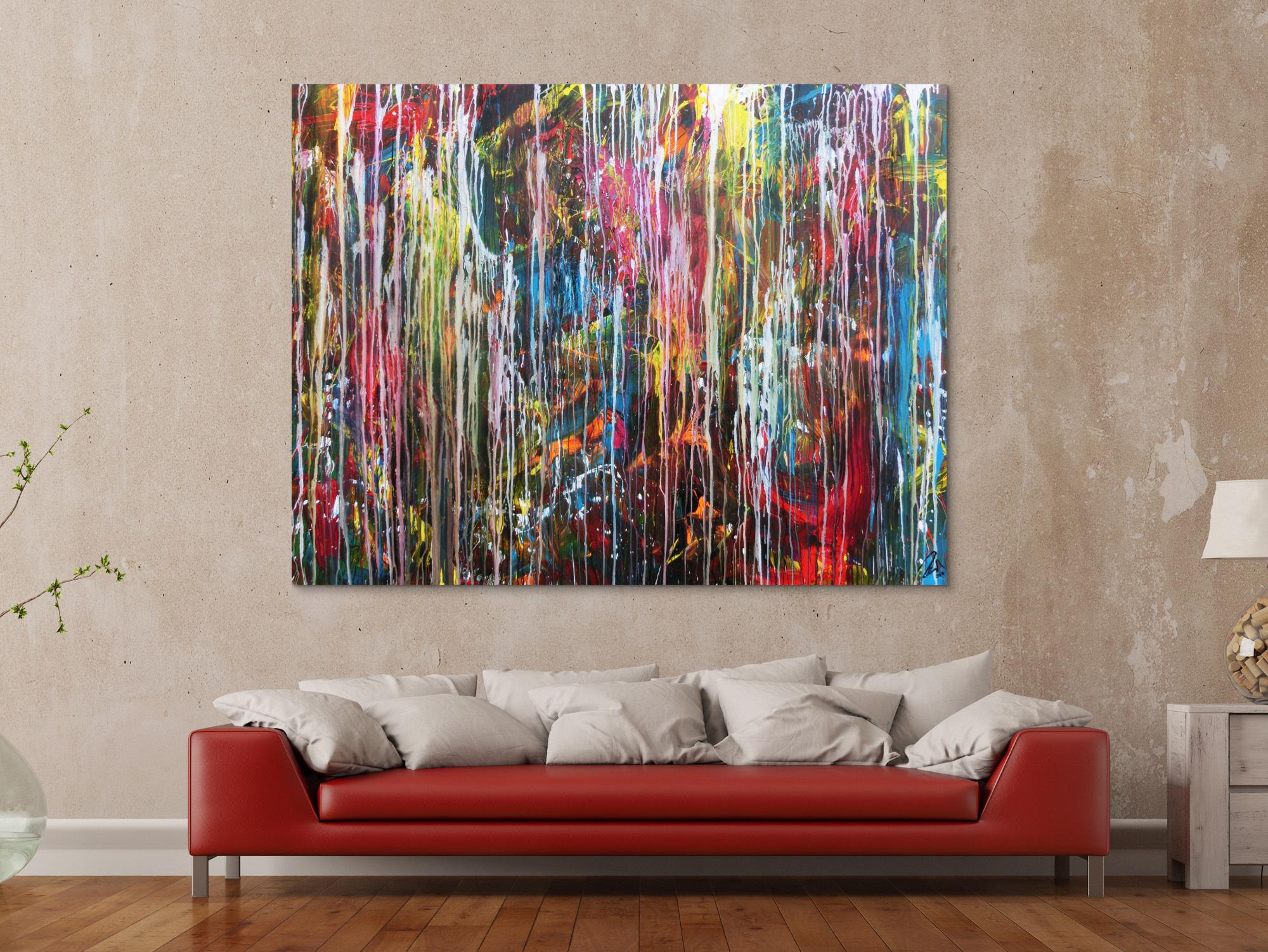 Abstraktes Gemälde modern Großormat sehr bunt Mischtechnik zeitgenössich