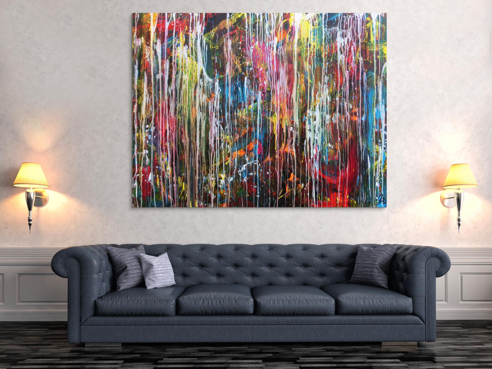 Abstraktes Gemälde modern Großormat sehr bunt Mischtechnik zeitgenössich