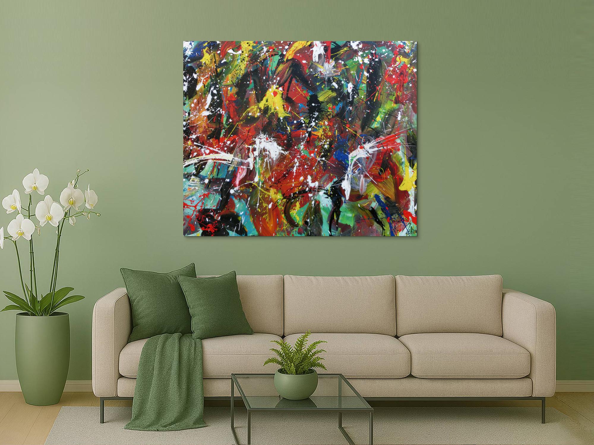 Abstraktes Gemälde bunte Malerei handgemalt modernes Bild viele Farben Action Painting