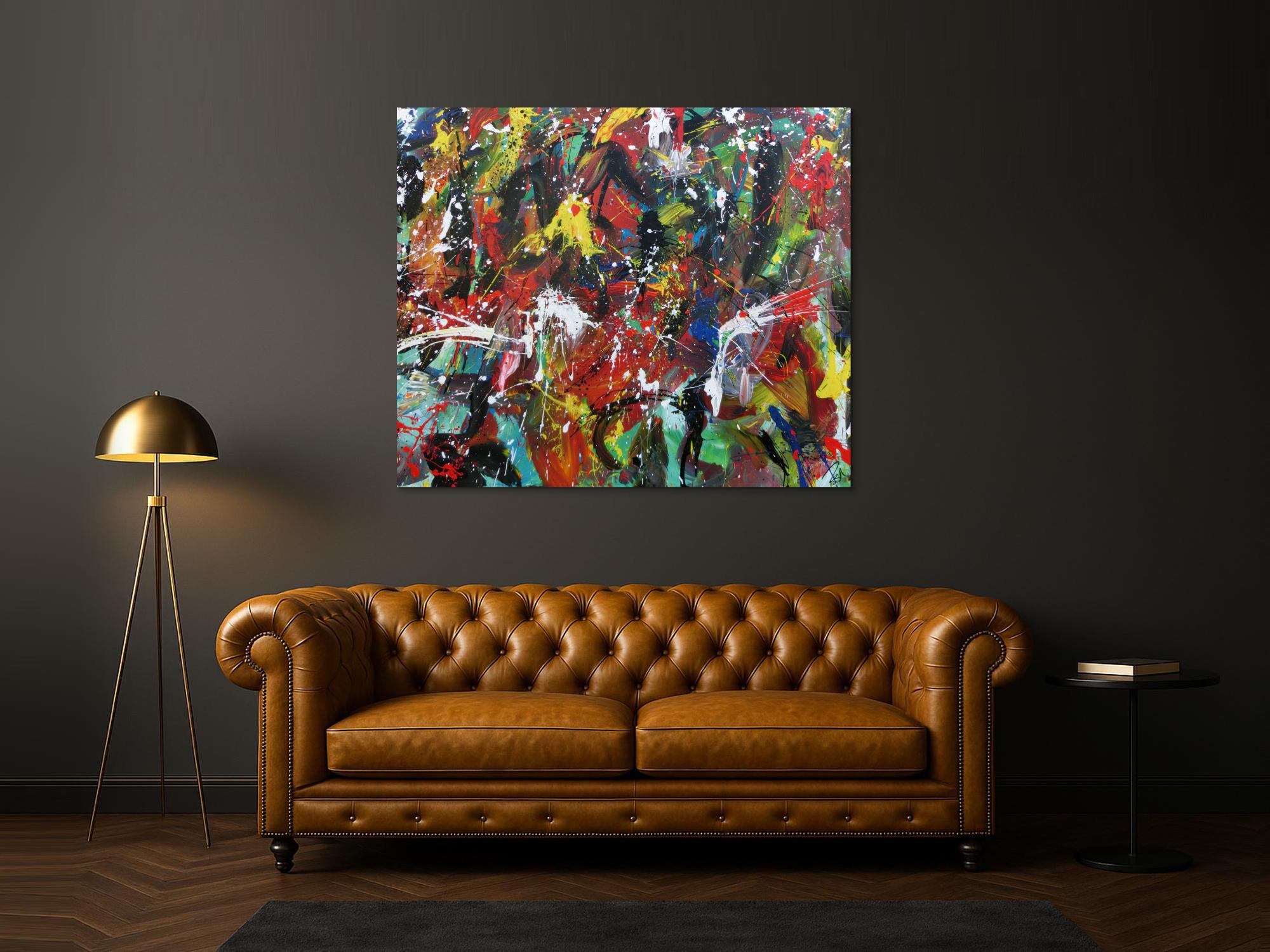 Abstraktes Gemälde bunte Malerei handgemalt modernes Bild viele Farben Action Painting