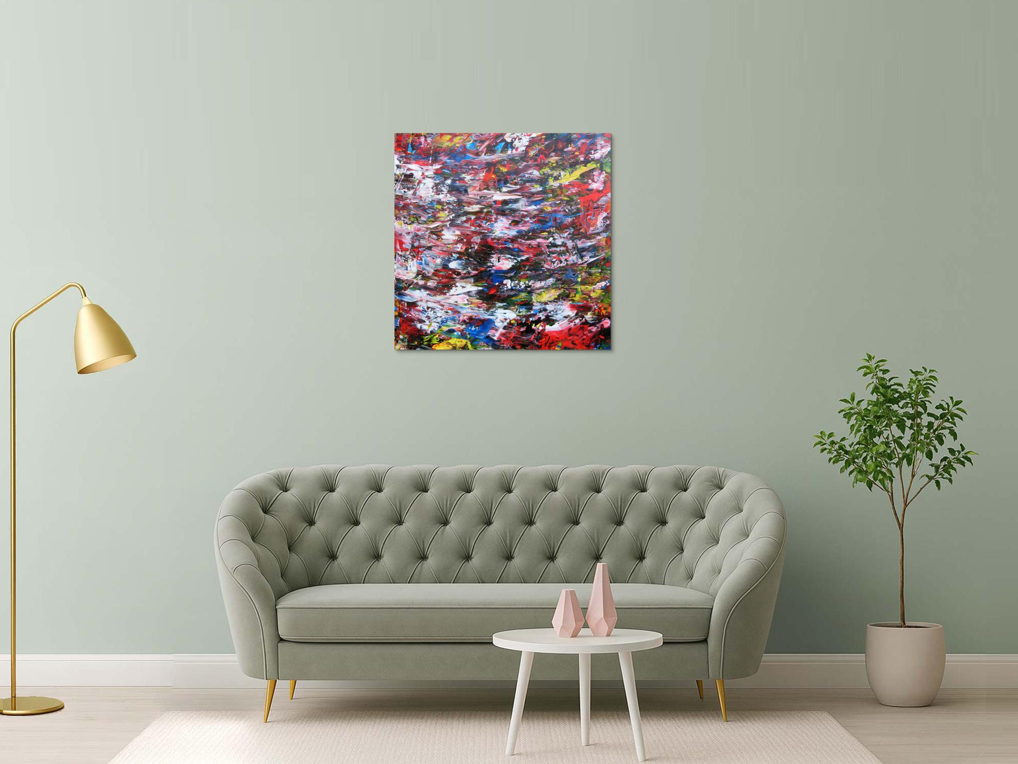 Abstraktes Acrylbild sehr bunt Spachteltechnik modern zeitgenössisch