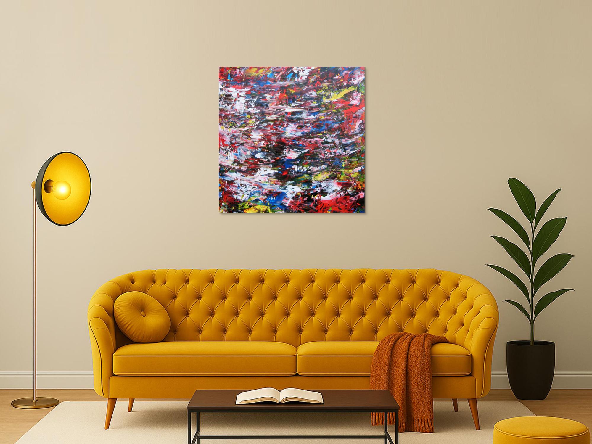 Abstraktes Acrylbild sehr bunt Spachteltechnik modern zeitgenössisch