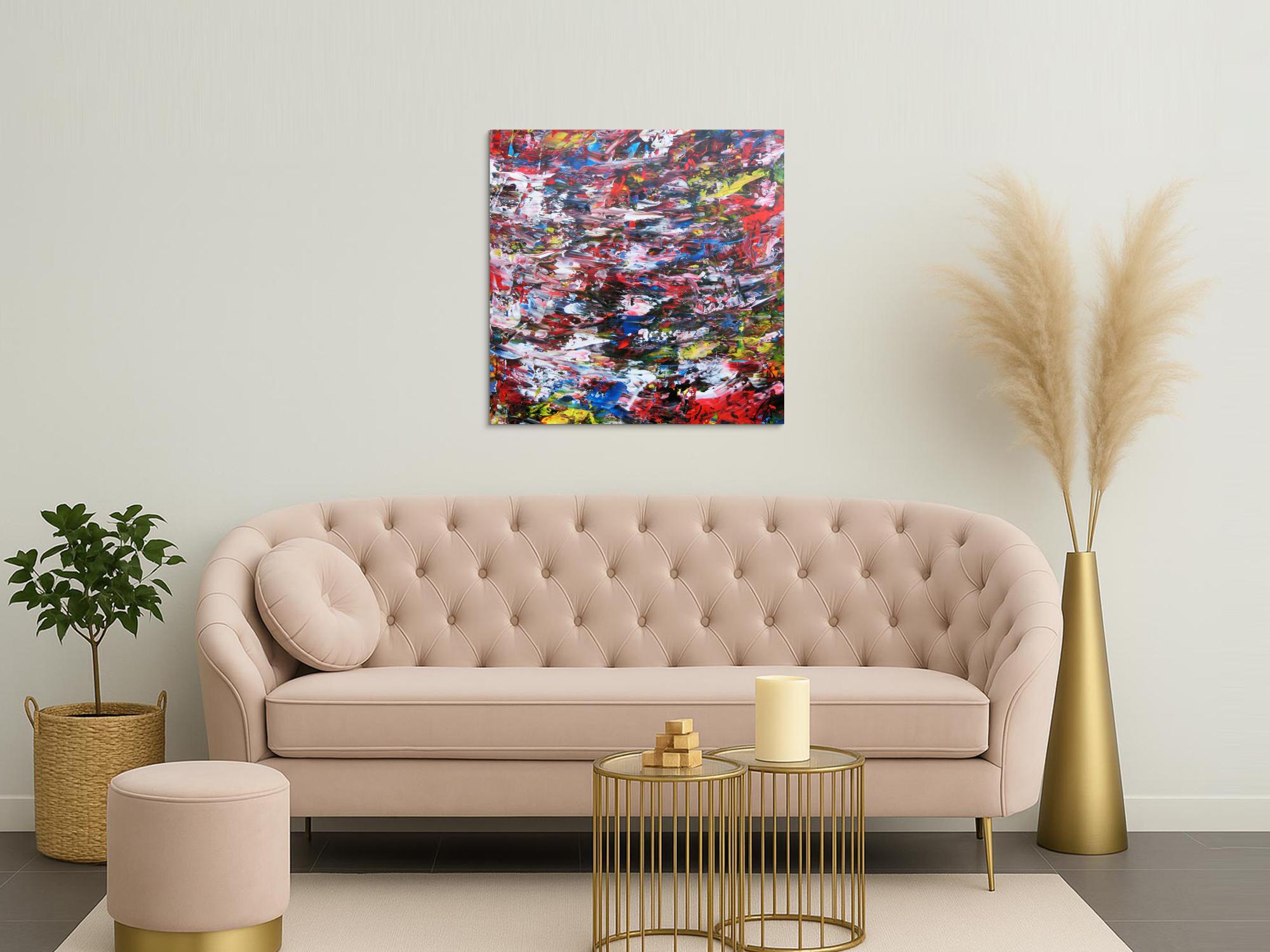 Abstraktes Acrylbild sehr bunt Spachteltechnik modern zeitgenössisch