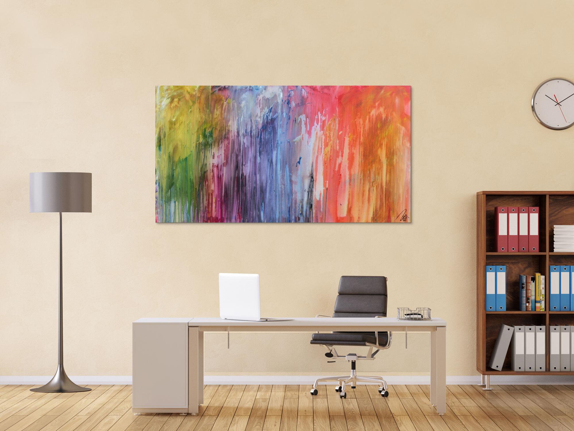 Abstraktes Acrylbild Fließtechnik sehr bunt modern Fluid Painting abstract