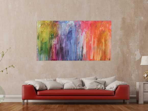 Abstraktes Acrylbild Fließtechnik sehr bunt modern Fluid Painting abstract