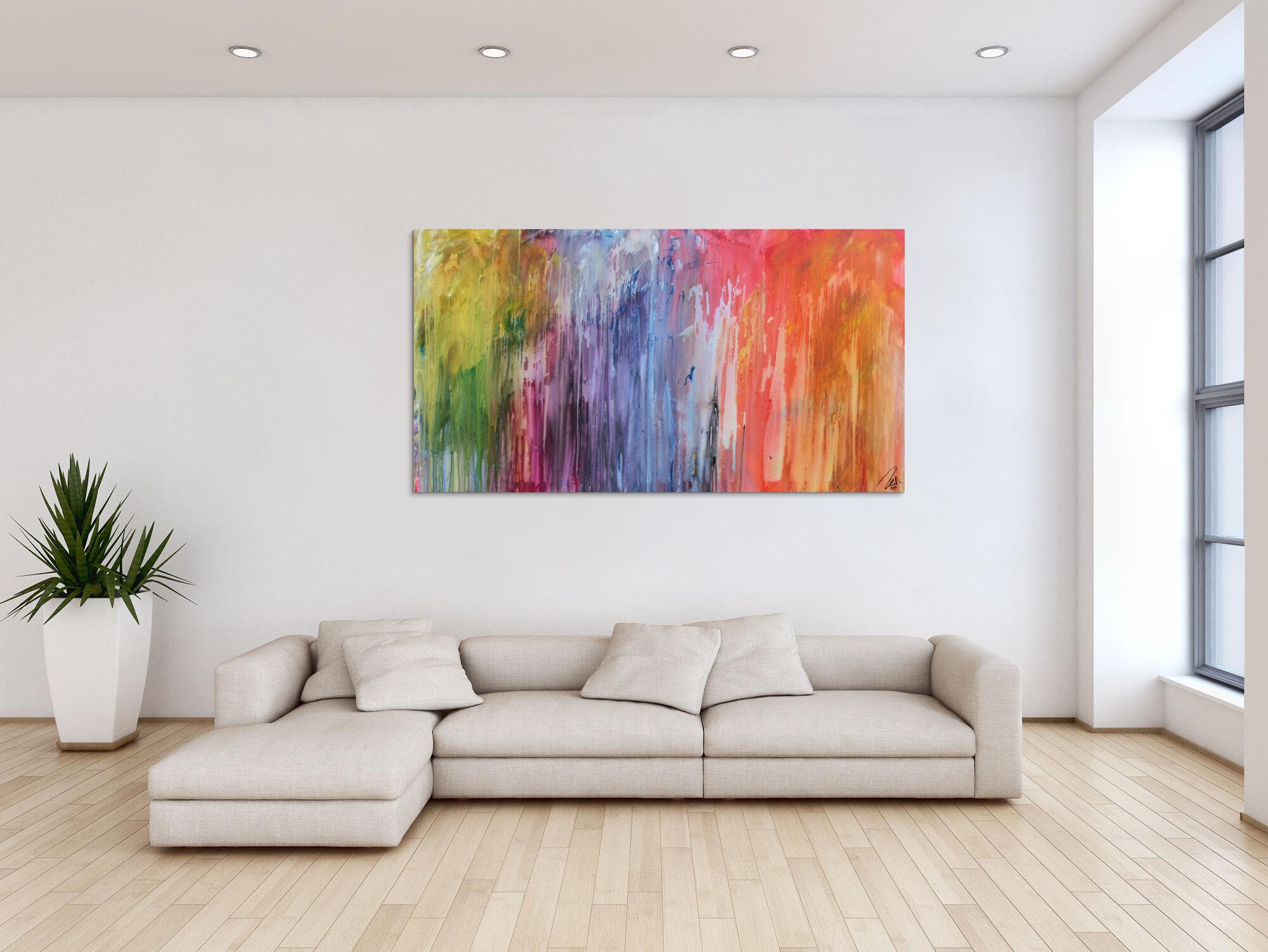 Abstraktes Acrylbild Fließtechnik sehr bunt modern Fluid Painting abstract