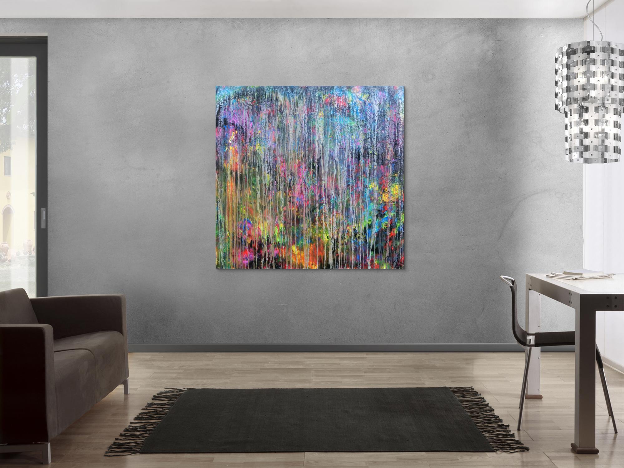 Abstraktes Acrylbild Mischtechnik sehr bunt kräftige Farben sehr modern zeitgenössisch