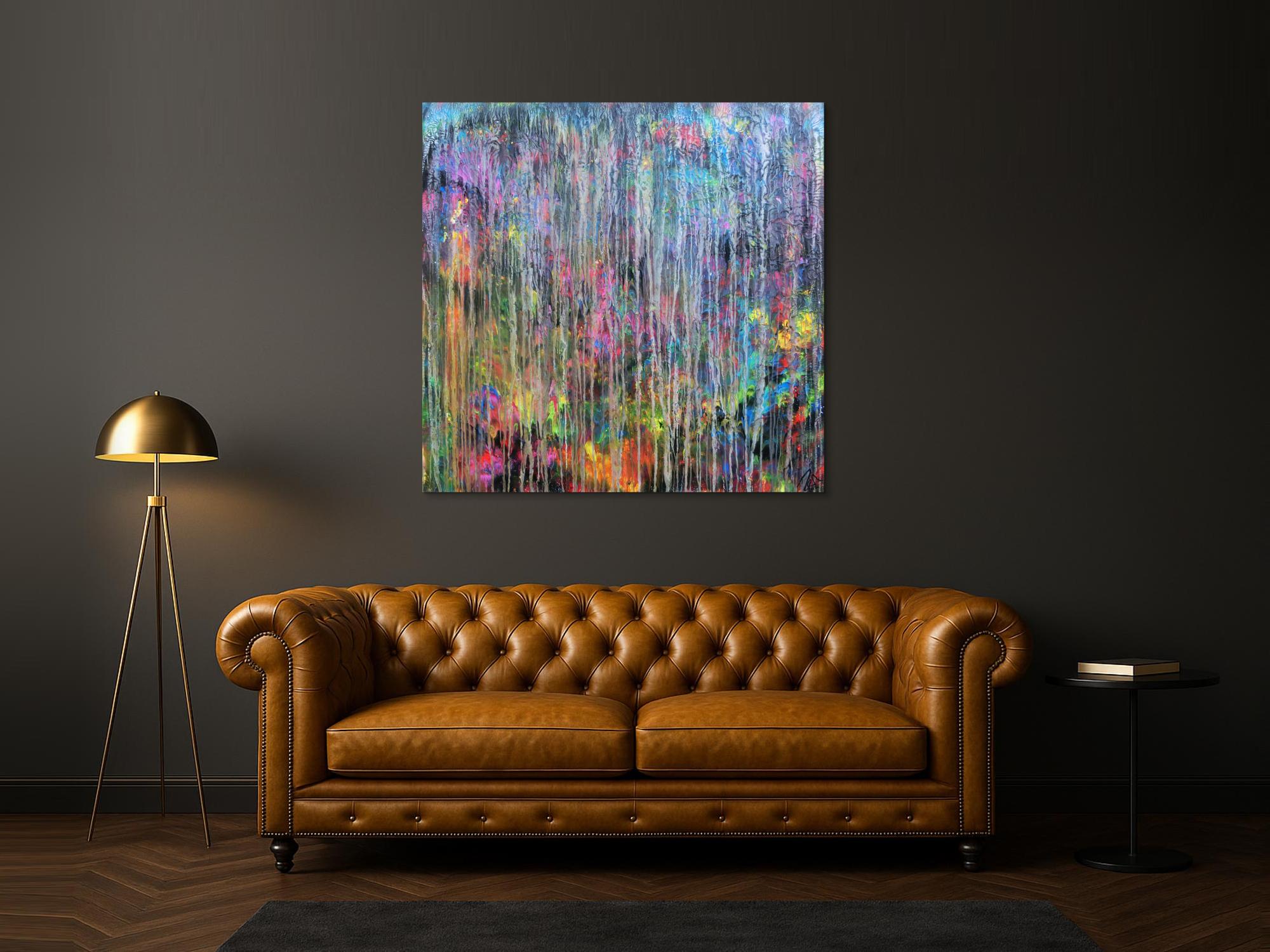 Abstraktes Acrylbild Mischtechnik sehr bunt kräftige Farben sehr modern zeitgenössisch