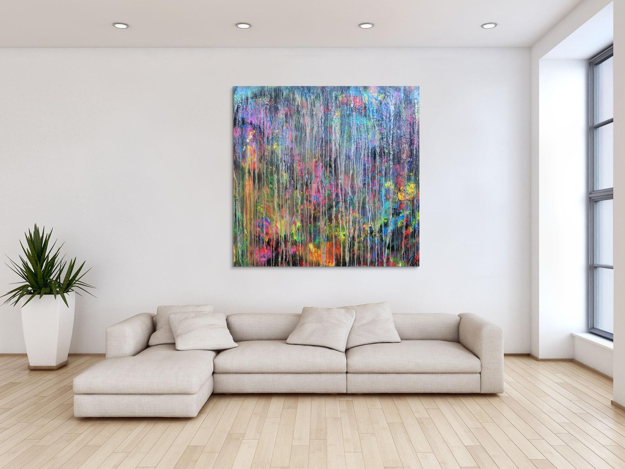 Abstraktes Acrylbild Mischtechnik sehr bunt kräftige Farben sehr modern zeitgenössisch