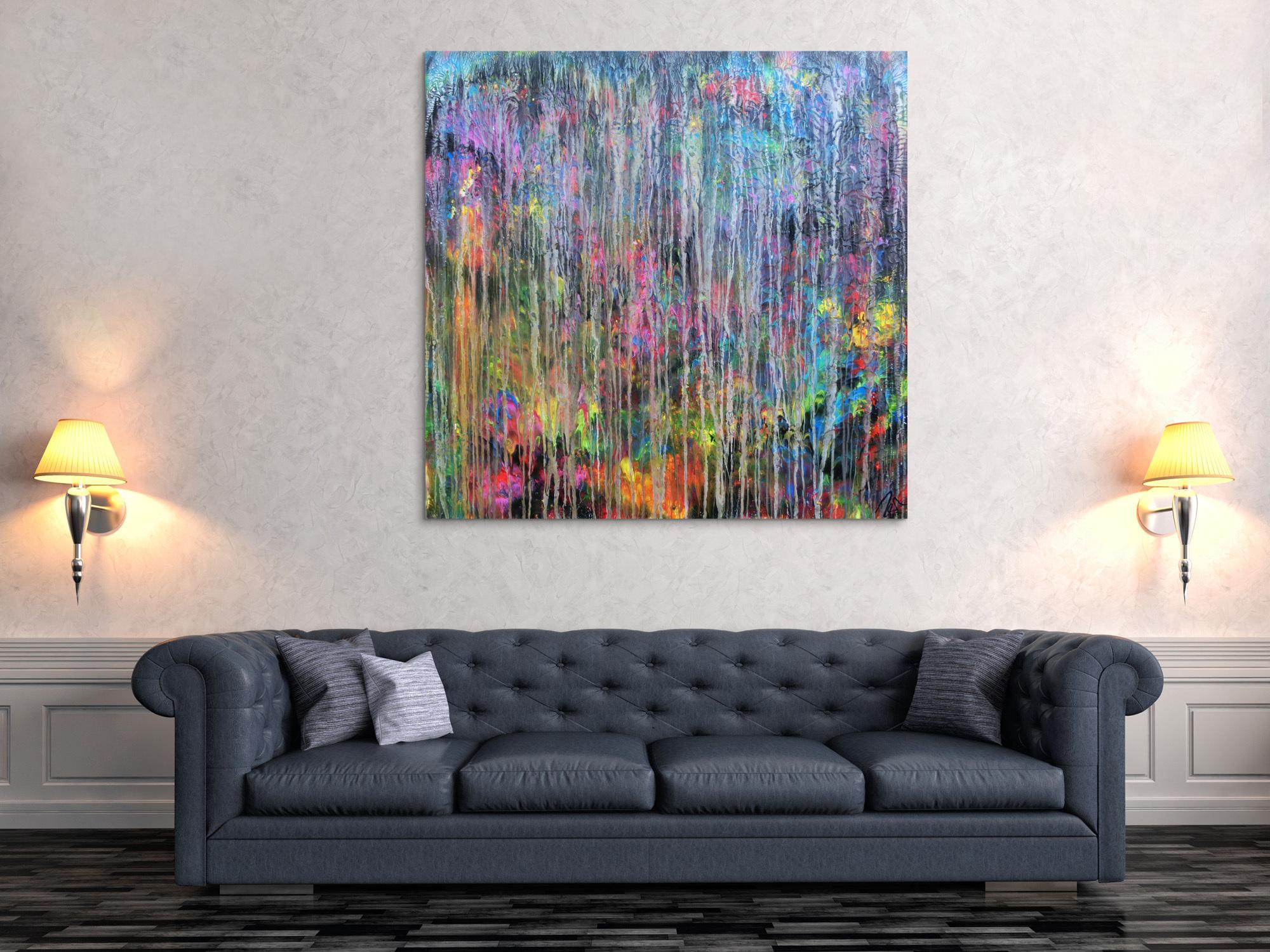 Abstraktes Acrylbild Mischtechnik sehr bunt kräftige Farben sehr modern zeitgenössisch