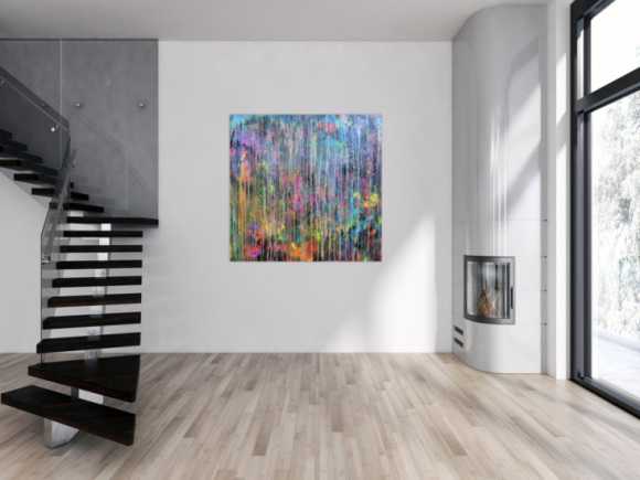 Abstraktes Acrylbild Mischtechnik sehr bunt kräftige Farben sehr modern zeitgenössisch