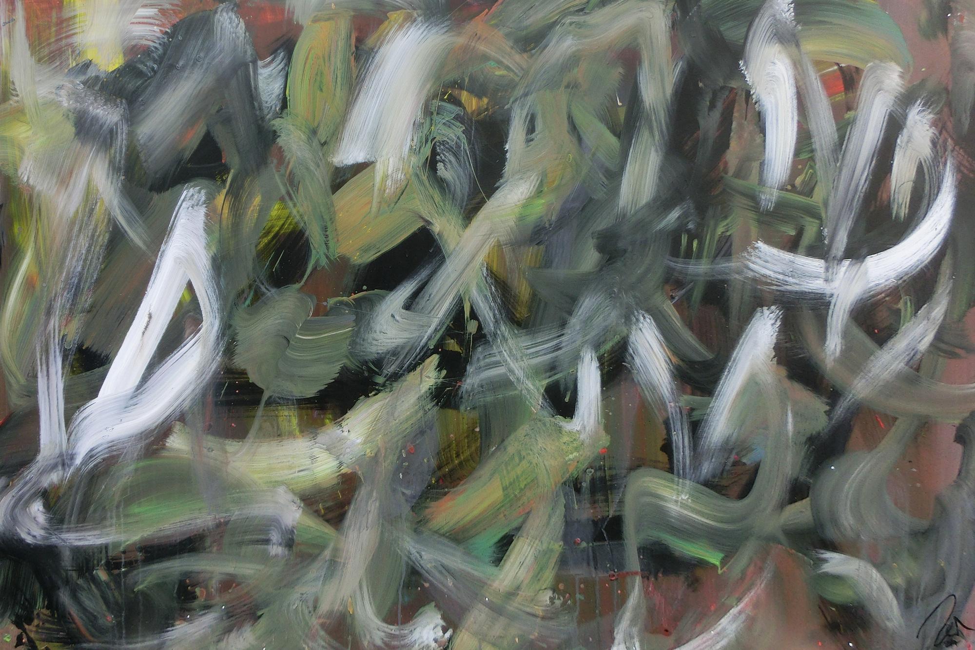 Abstraktes Acrylbild Camouflage sehr modern zeitgenössisch handgemalt