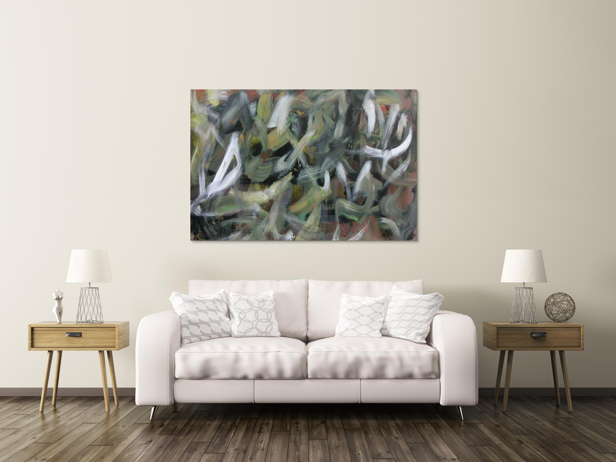 Abstraktes Acrylbild Camouflage sehr modern zeitgenössisch handgemalt