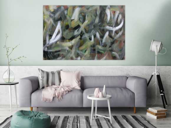 Abstraktes Acrylbild Camouflage sehr modern zeitgenössisch handgemalt