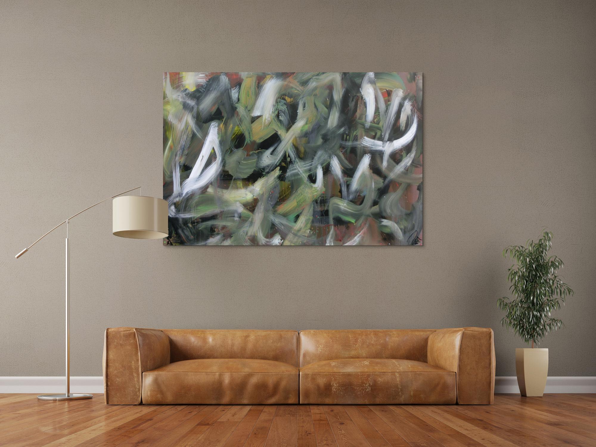 Abstraktes Acrylbild Camouflage sehr modern zeitgenössisch handgemalt