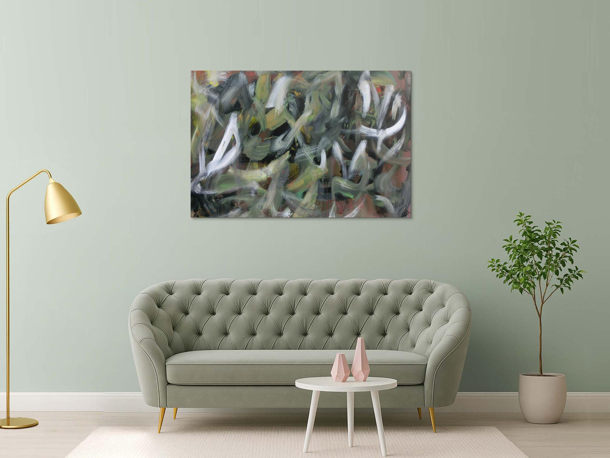 Abstraktes Acrylbild Camouflage sehr modern zeitgenössisch handgemalt