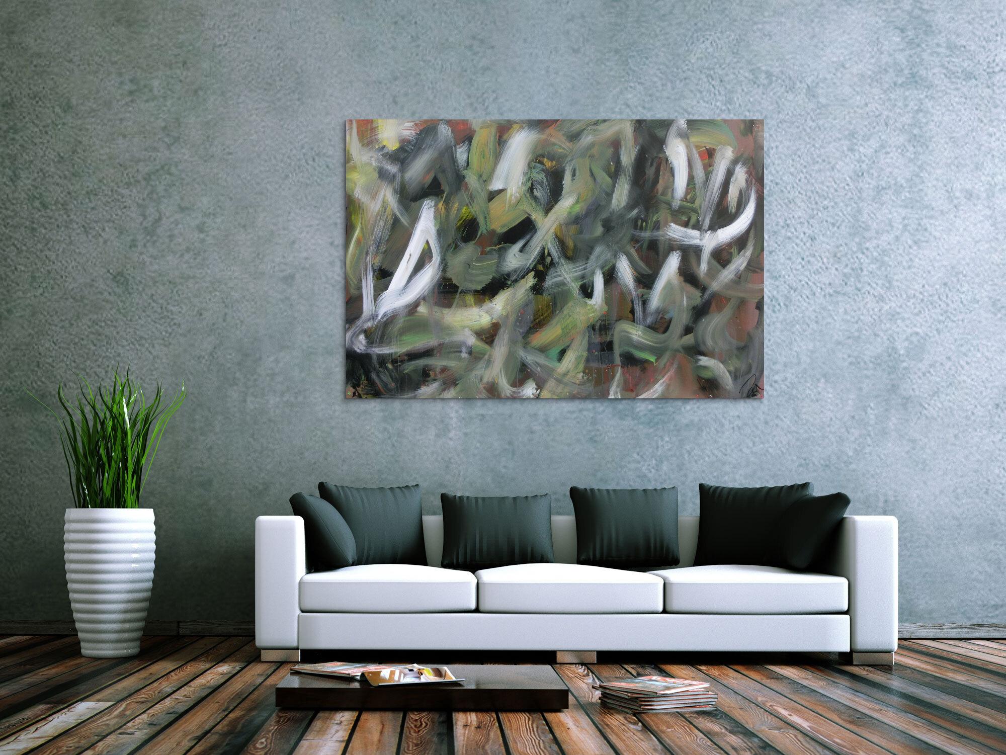 Abstraktes Acrylbild Camouflage sehr modern zeitgenössisch handgemalt