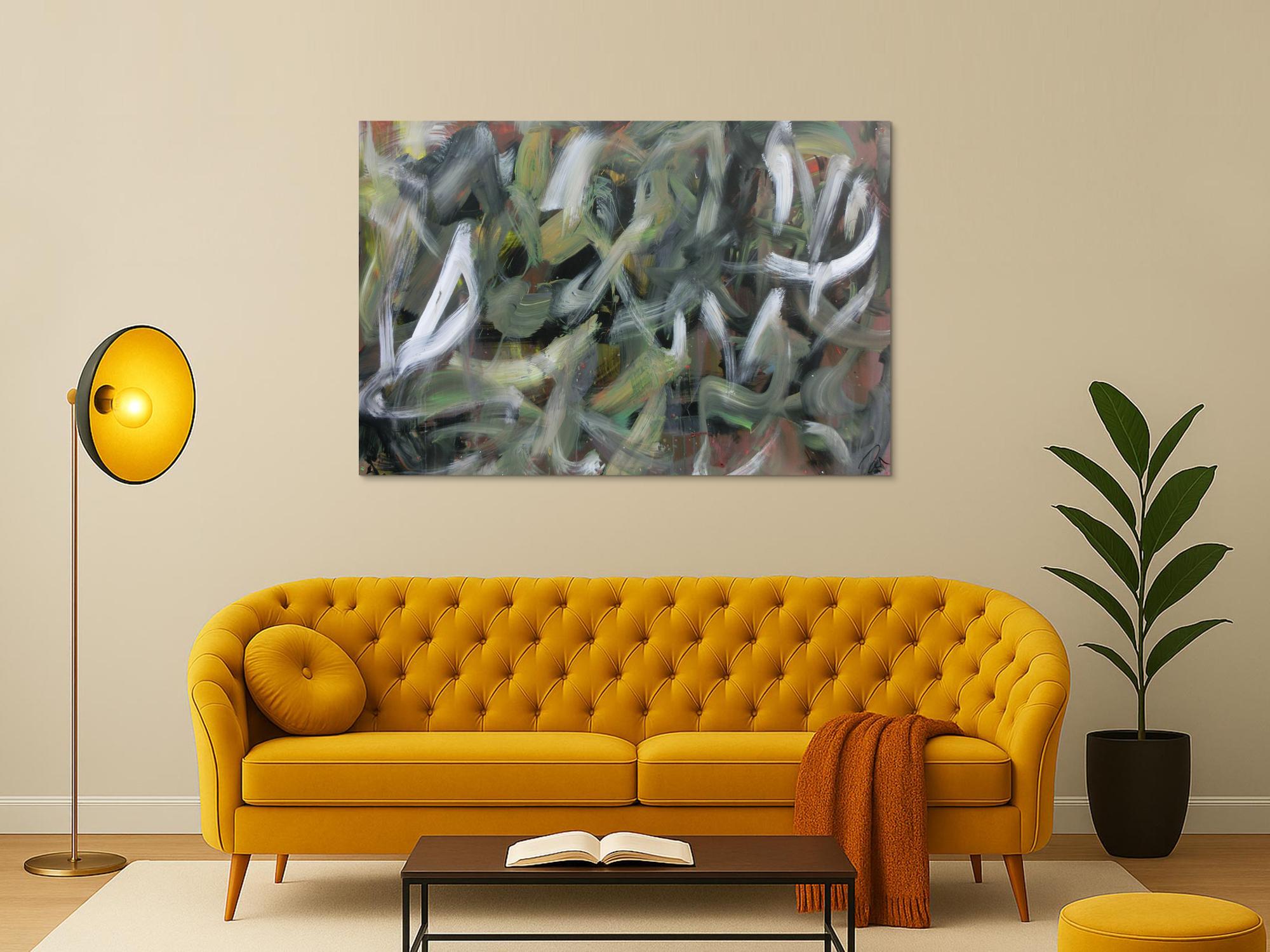 Abstraktes Acrylbild Camouflage sehr modern zeitgenössisch handgemalt