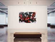 Abstraktes Acrylbild Action Painting schwarz rot weiß sehr modern