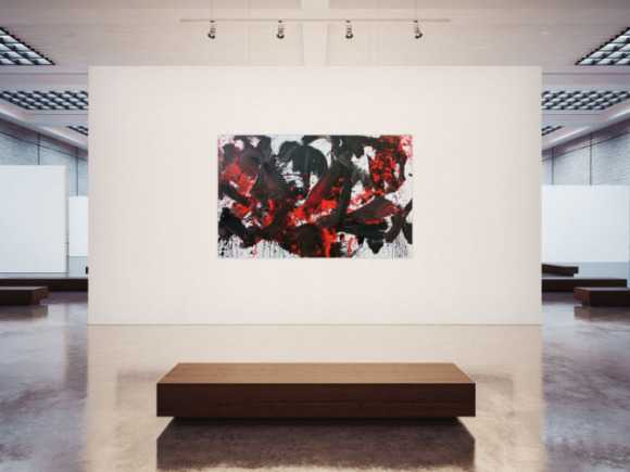Abstraktes Acrylbild Action Painting schwarz rot weiß sehr modern