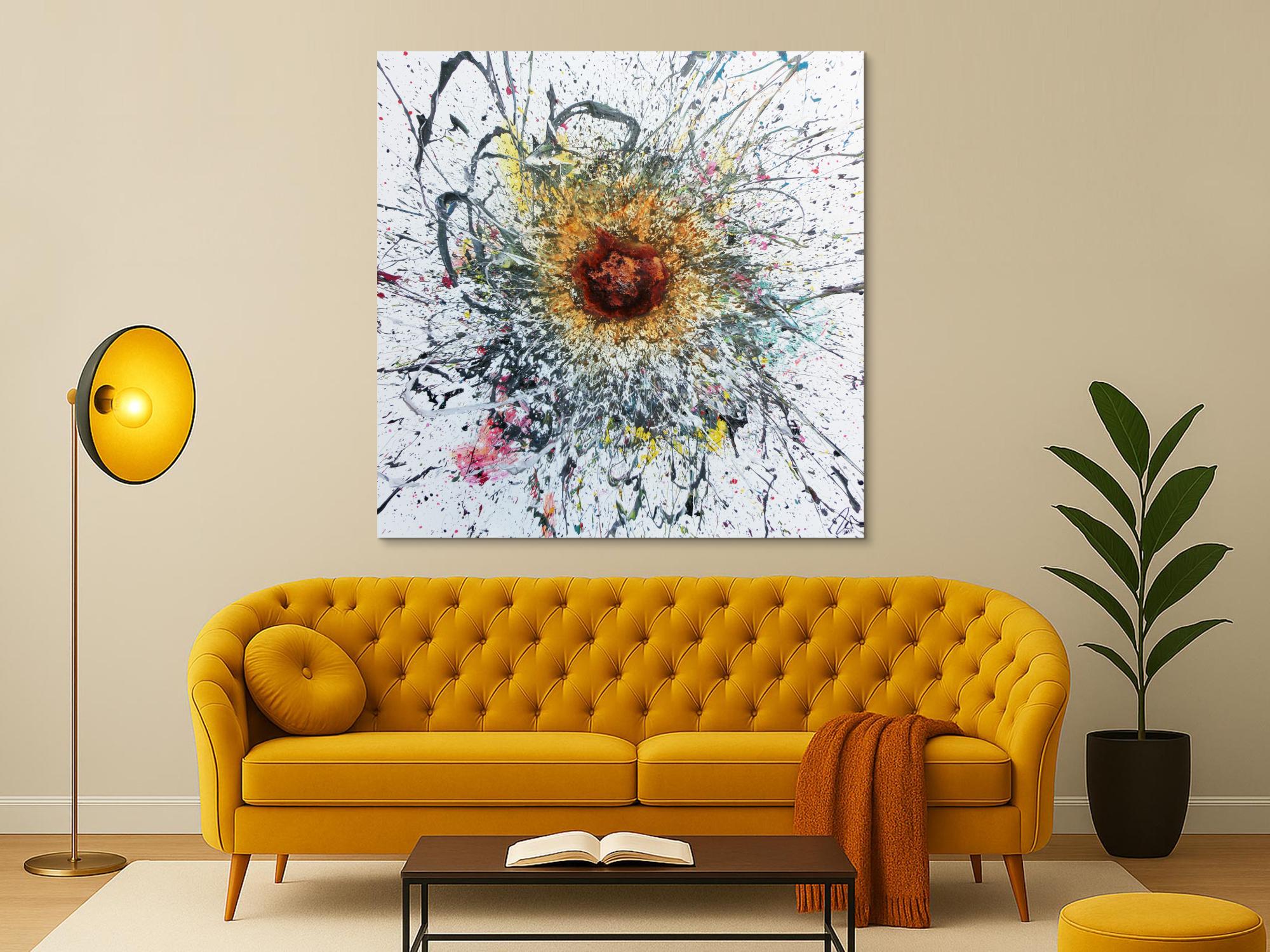 Abstraktes Acrylbild Acryl und Rost Mischtechnik sehr modern Action Painting mit starker Struktur