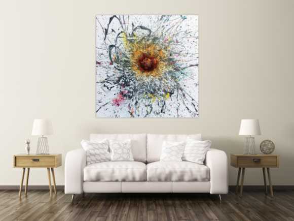 Abstraktes Acrylbild Acryl und Rost Mischtechnik sehr modern Action Painting mit starker Struktur