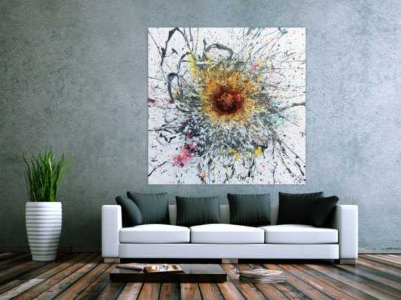 Abstraktes Acrylbild Acryl und Rost Mischtechnik sehr modern Action Painting mit starker Struktur