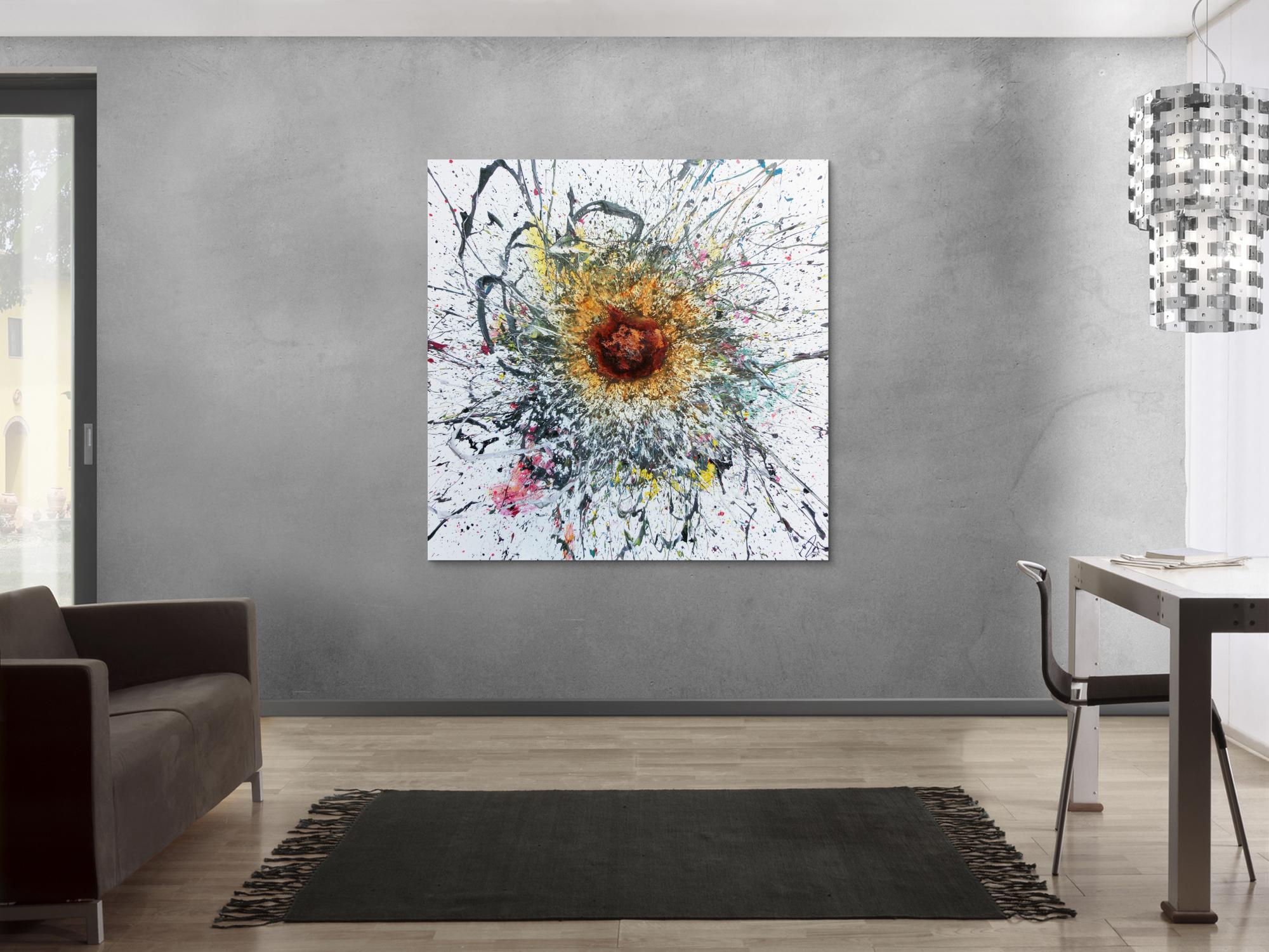 Abstraktes Acrylbild Acryl und Rost Mischtechnik sehr modern Action Painting mit starker Struktur