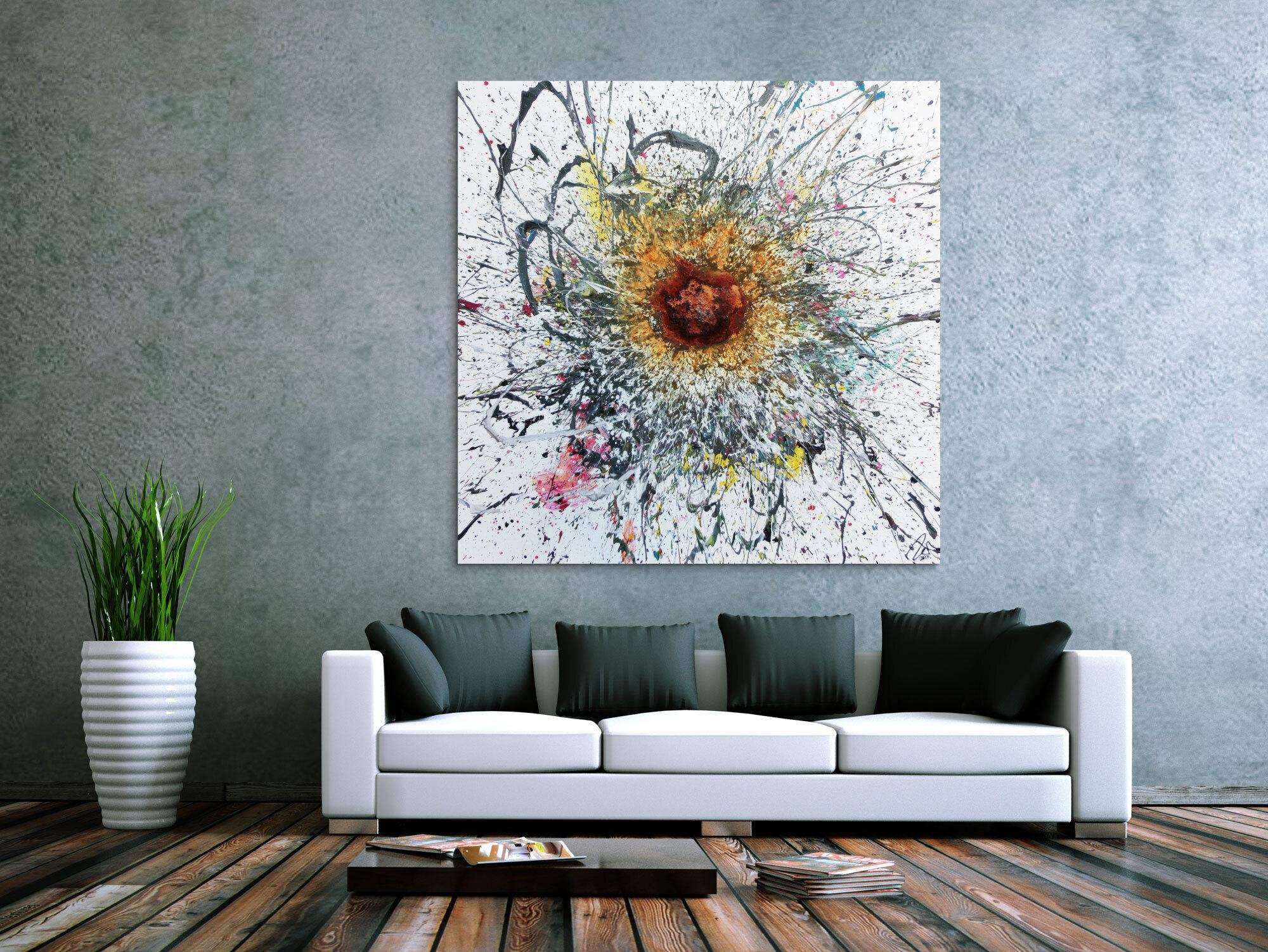 Abstraktes Acrylbild Acryl und Rost Mischtechnik sehr modern Action Painting mit starker Struktur