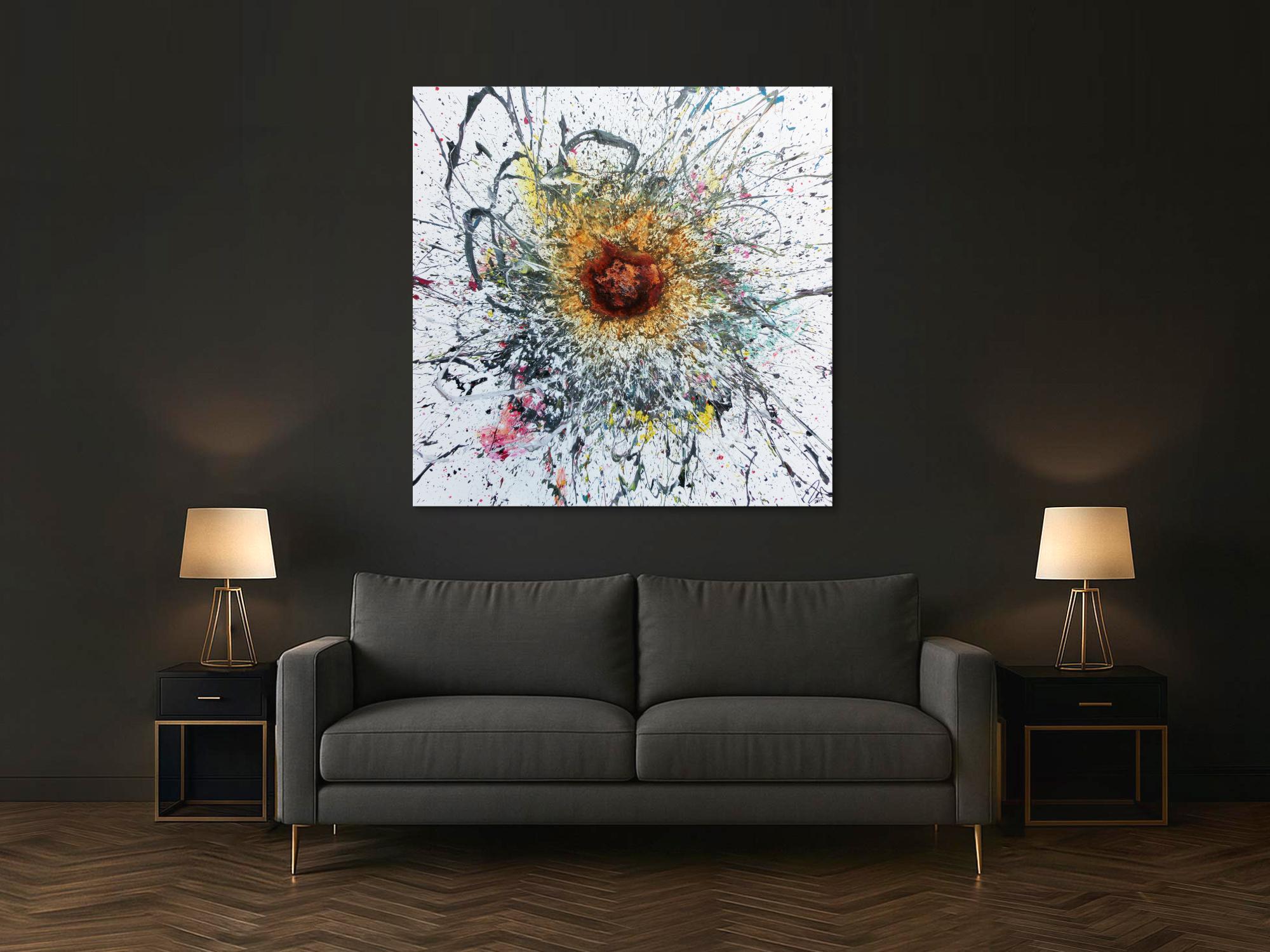 Abstraktes Acrylbild Acryl und Rost Mischtechnik sehr modern Action Painting mit starker Struktur