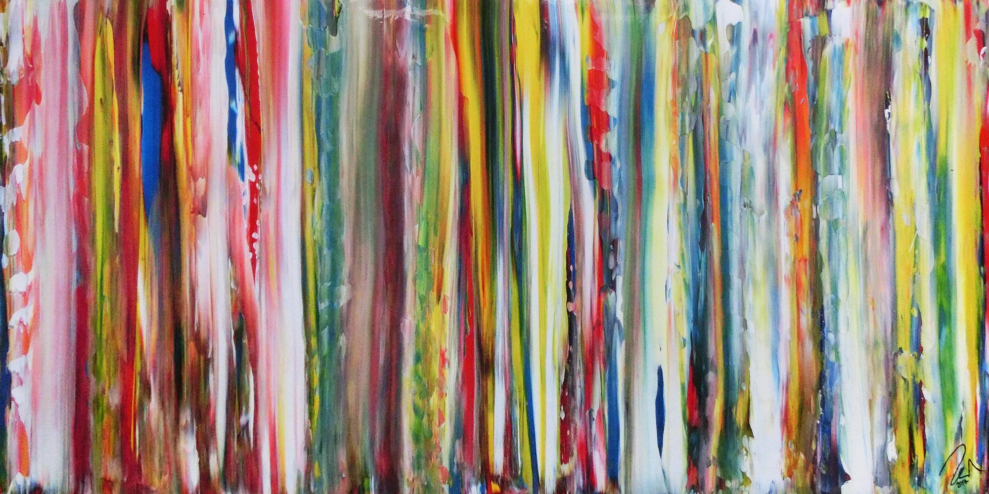 Abstraktes Acrylbild sehr bunte Streifen sehr modern