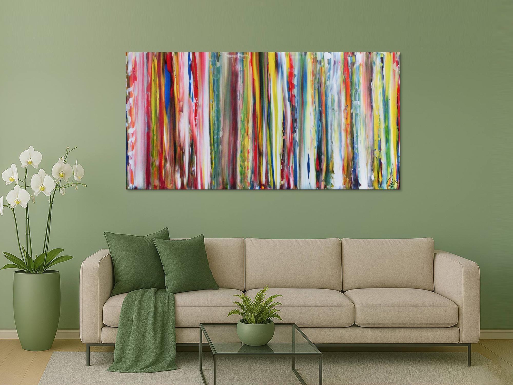 Abstraktes Acrylbild sehr bunte Streifen sehr modern