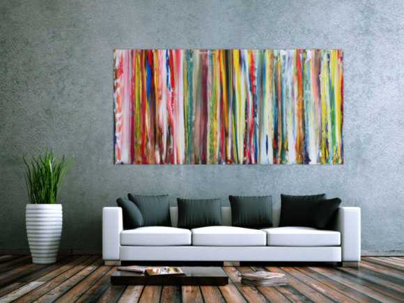 Abstraktes Acrylbild sehr bunte Streifen sehr modern