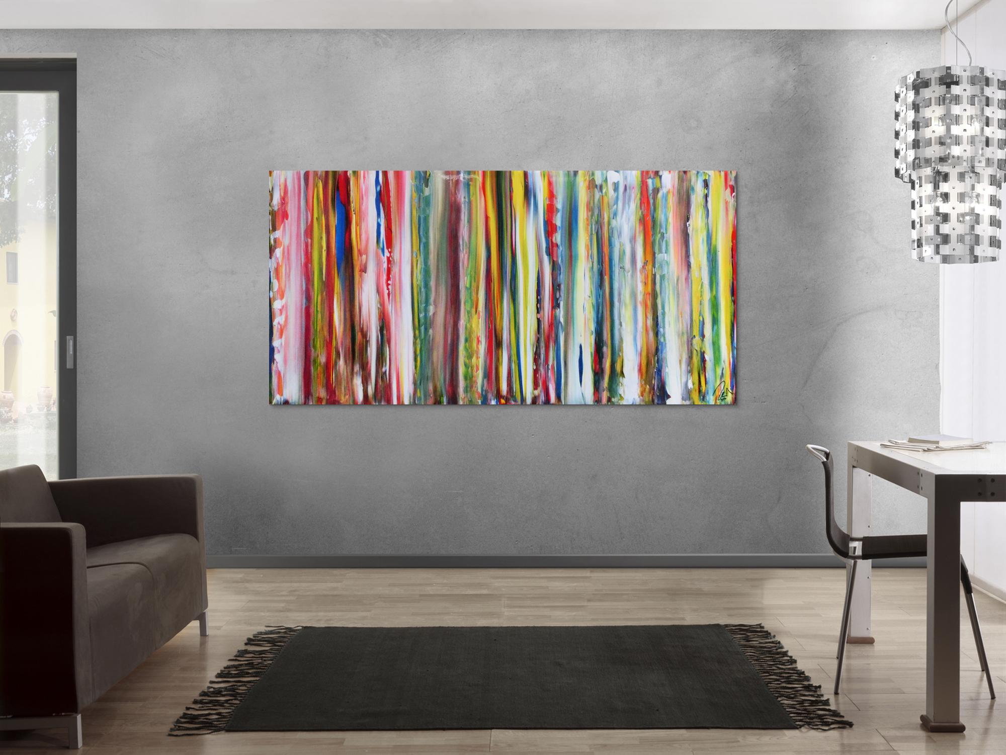 Abstraktes Acrylbild sehr bunte Streifen sehr modern