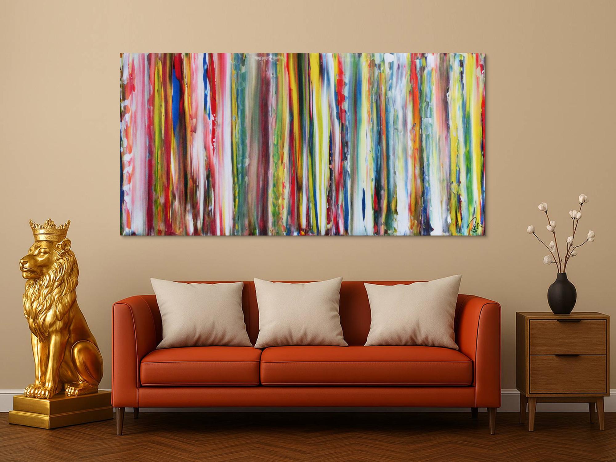 Abstraktes Acrylbild sehr bunte Streifen sehr modern