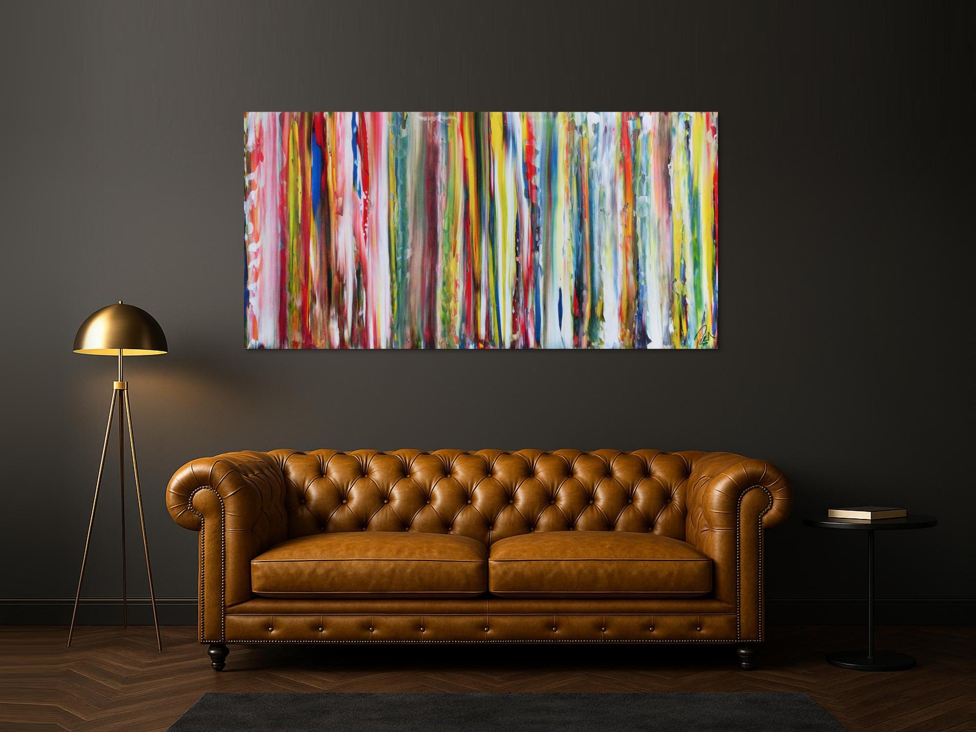 Abstraktes Acrylbild sehr bunte Streifen sehr modern